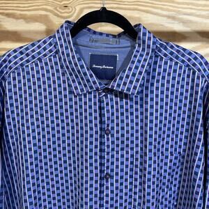 TOMMY BAHAMA Island Modern Fit Blue Print Button Up Shirt Men’s XXL Preppy